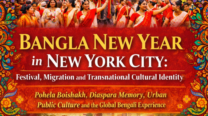 Bangla New Year 1433 celebration at Times Square and Jackson Heights in New York featuring the global Bengali diaspora, cultural performances, and community gathering